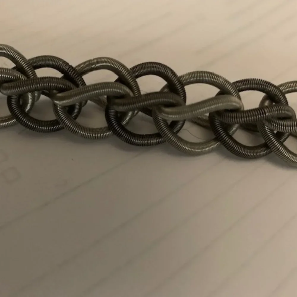 Unique 2-Tone gray piano wire stretch art necklace and earrings: modern, clean - Picture 3 of 6